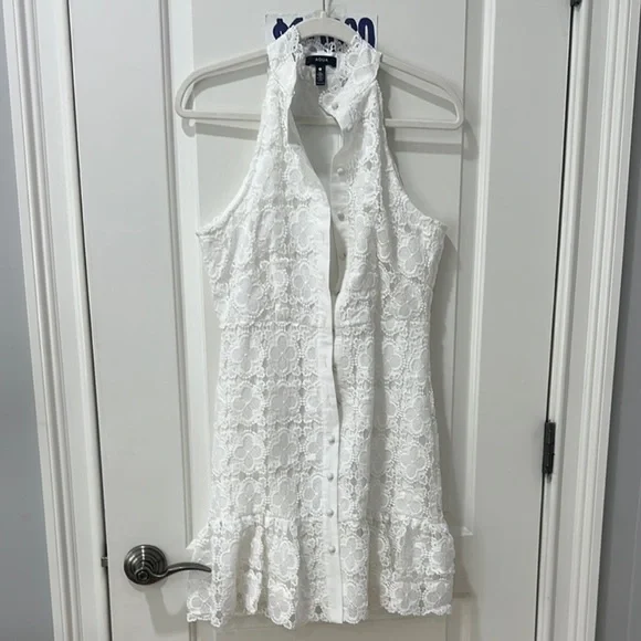 AQUA Lace Mini Shirt Dress - Picture 5 of 7